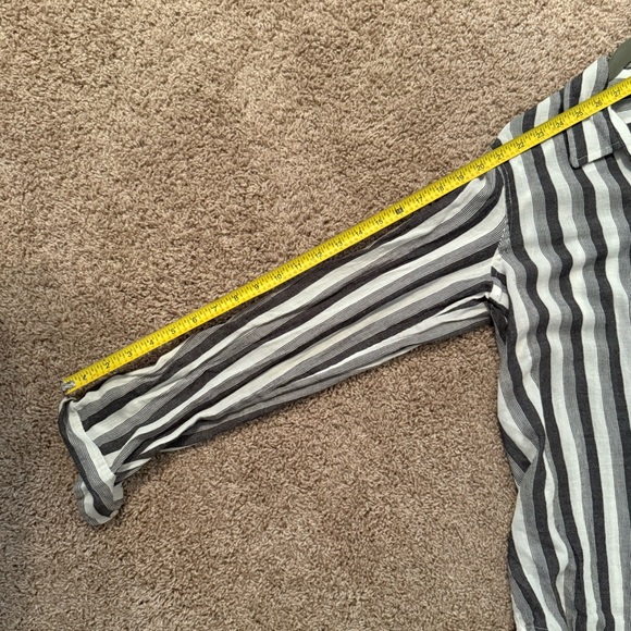 NWT Lucky Brand | Grey and White Striped Button Down Blouse | Size M - Picture 8 of 8